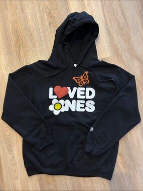 Petals and Peacocks Black Graphic Hoodie